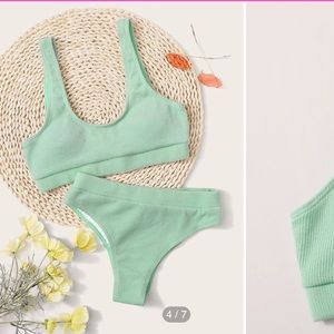 SHEIN Rib High Waisted Bikini Swimsuit